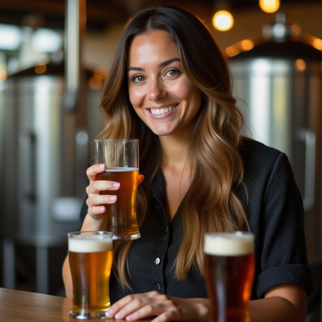Founder Sarah Mitchell tasting craft beers